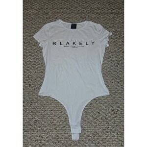 Blakely White Bodysuit Tee Short Sleeve Top Casual Everyday Medium